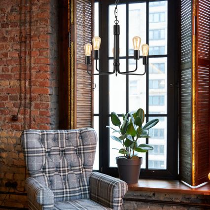 Chandelier on a chain TIFFANY 5xE27/60W/230V black