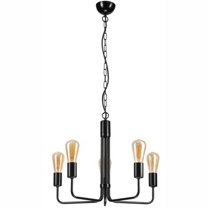 Chandelier on a chain TIFFANY 5xE27/60W/230V black