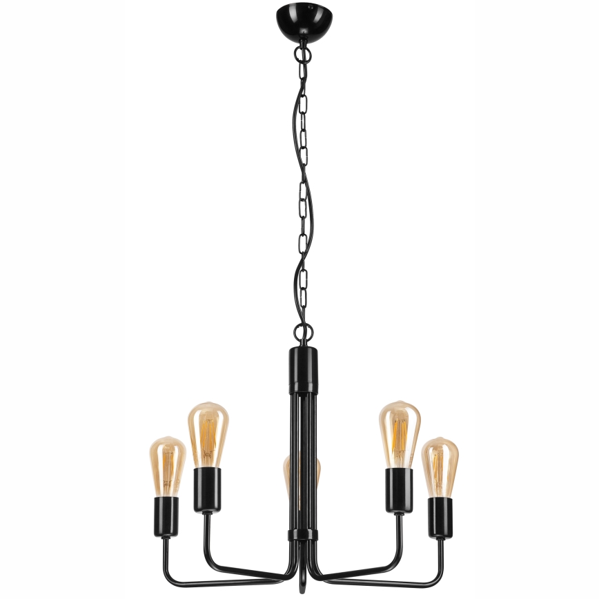 Chandelier on a chain TIFFANY 5xE27/60W/230V black