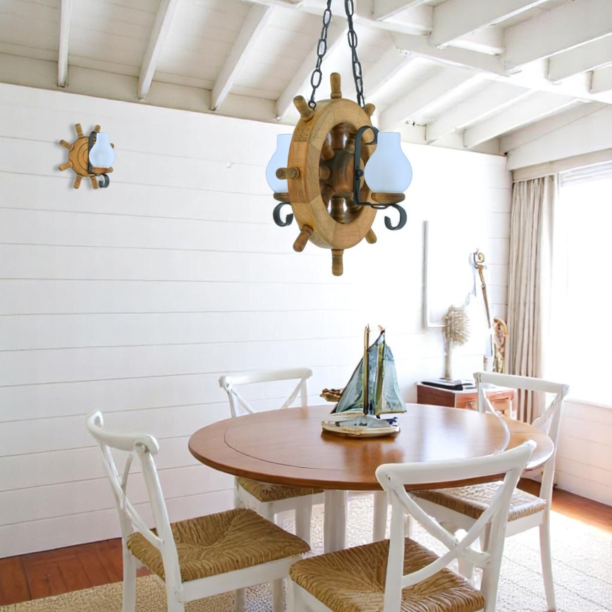 Chandelier on a chain TIMONA 2xE14/40W/230V beech