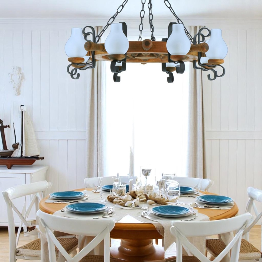 Chandelier on a chain TIMONA 8xE14/40W/230V beech