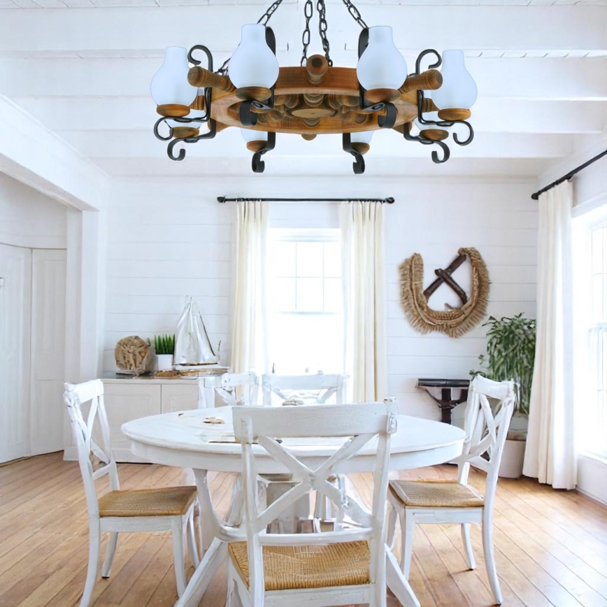 Chandelier on a chain TIMONA 8xE14/40W/230V beech