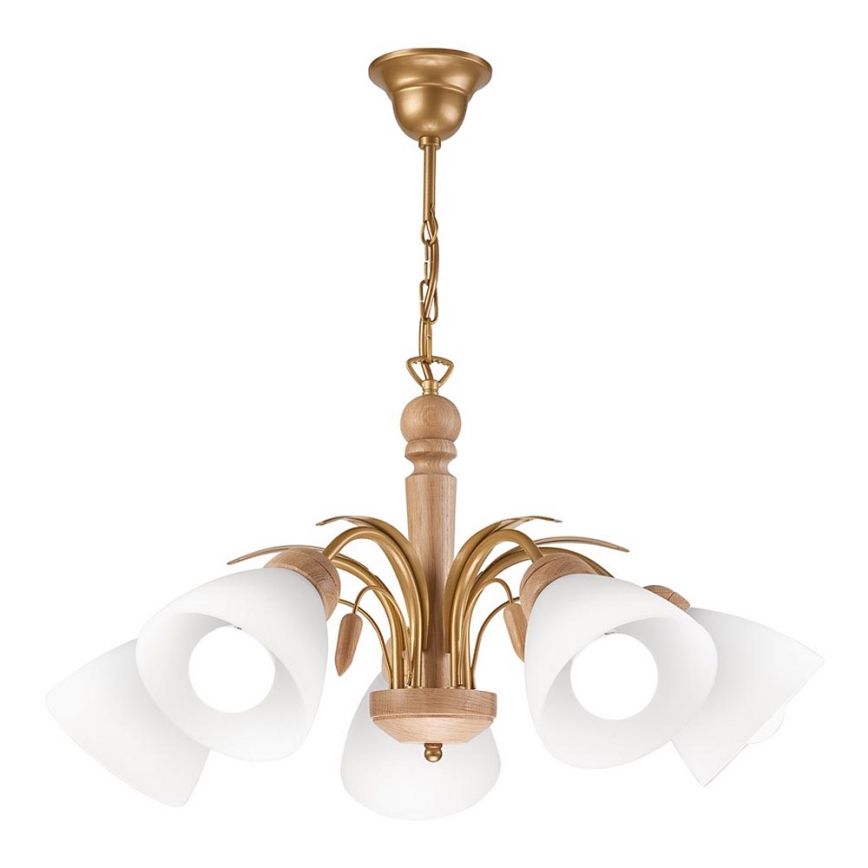Chandelier on a Chain TULIP 5×E27/60W/230V Oak