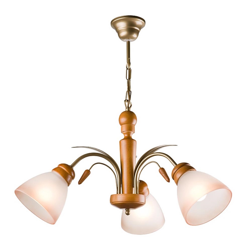 Chandelier on a chain TULIPAN 3xE27/60W/230V beech - FSC certified