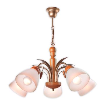 Chandelier on a chain TULIPAN 5xE27/60W/230V beech - FSC certified