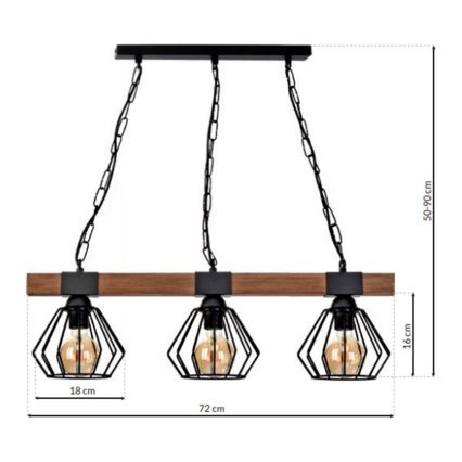 Chandelier on a chain ULF 3xE27/60W/230V