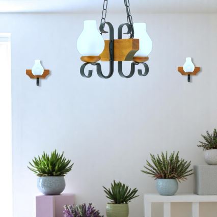 Chandelier on a chain VELA 2xE14/40W/230V beech