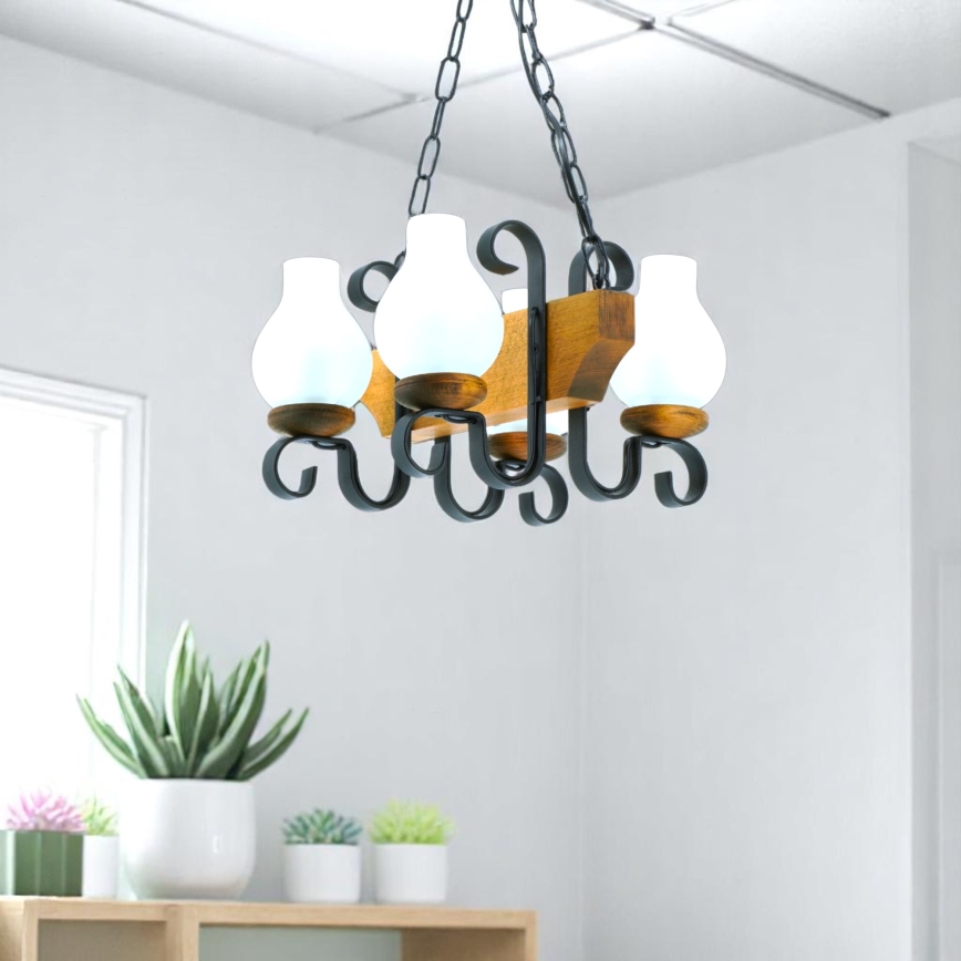 Chandelier on a chain VELA 4xE14/40W/230V beech