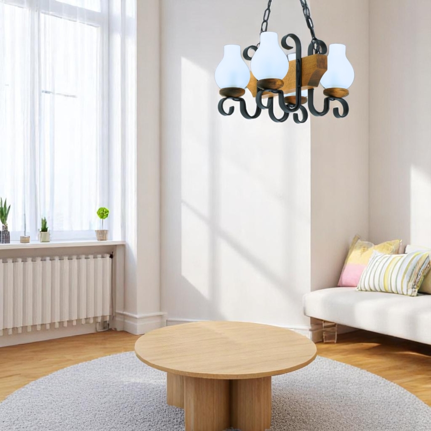 Chandelier on a chain VELA 4xE14/40W/230V beech
