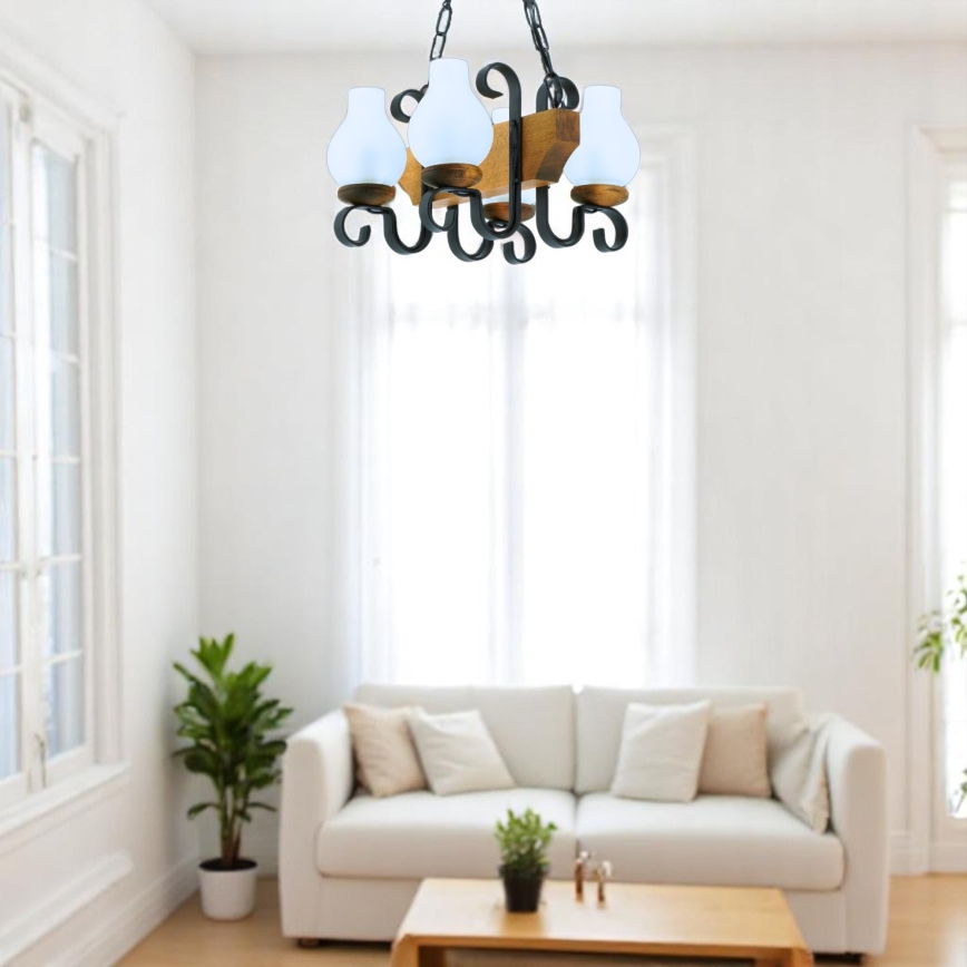 Chandelier on a chain VELA 4xE14/40W/230V beech