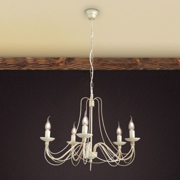 Chandelier on a chain VELA 5xE14/40W/230V d. 60 cm white/gold/patina