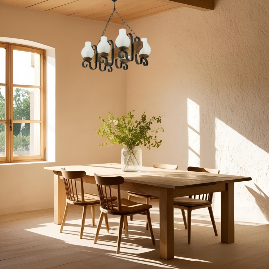 Chandelier on a chain VELA 6xE14/40W/230V beech