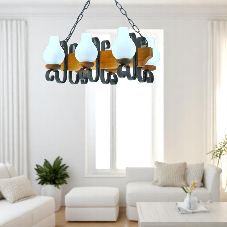 Chandelier on a chain VELA 6xE14/40W/230V beech