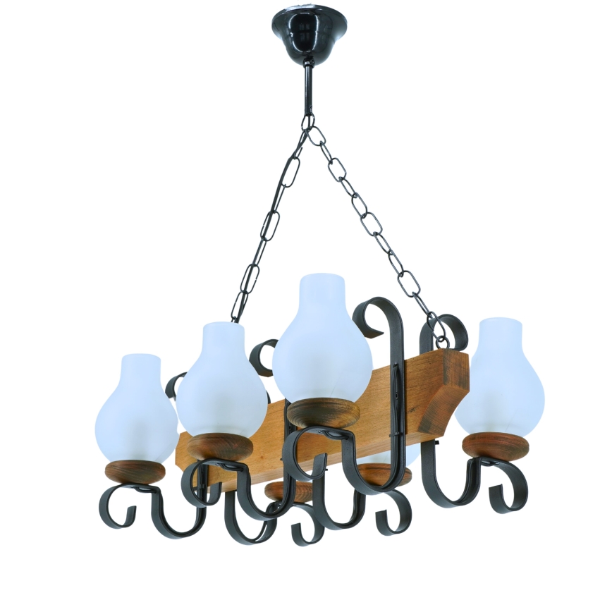 Chandelier on a chain VELA 6xE14/40W/230V beech