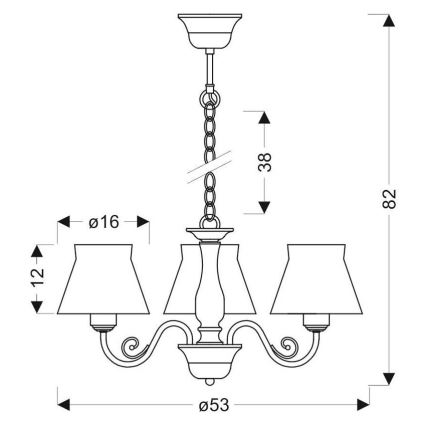 Chandelier on a chain ZEFIR 3xE27/40W/230V