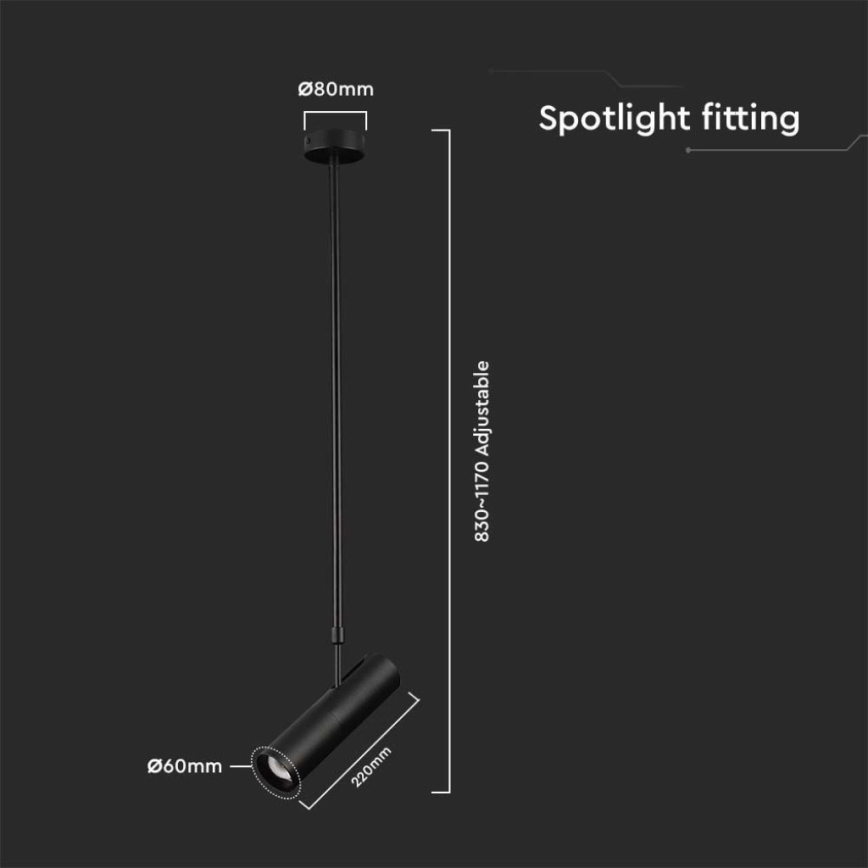 Chandelier on a pole 1xGU10/35W/230V black