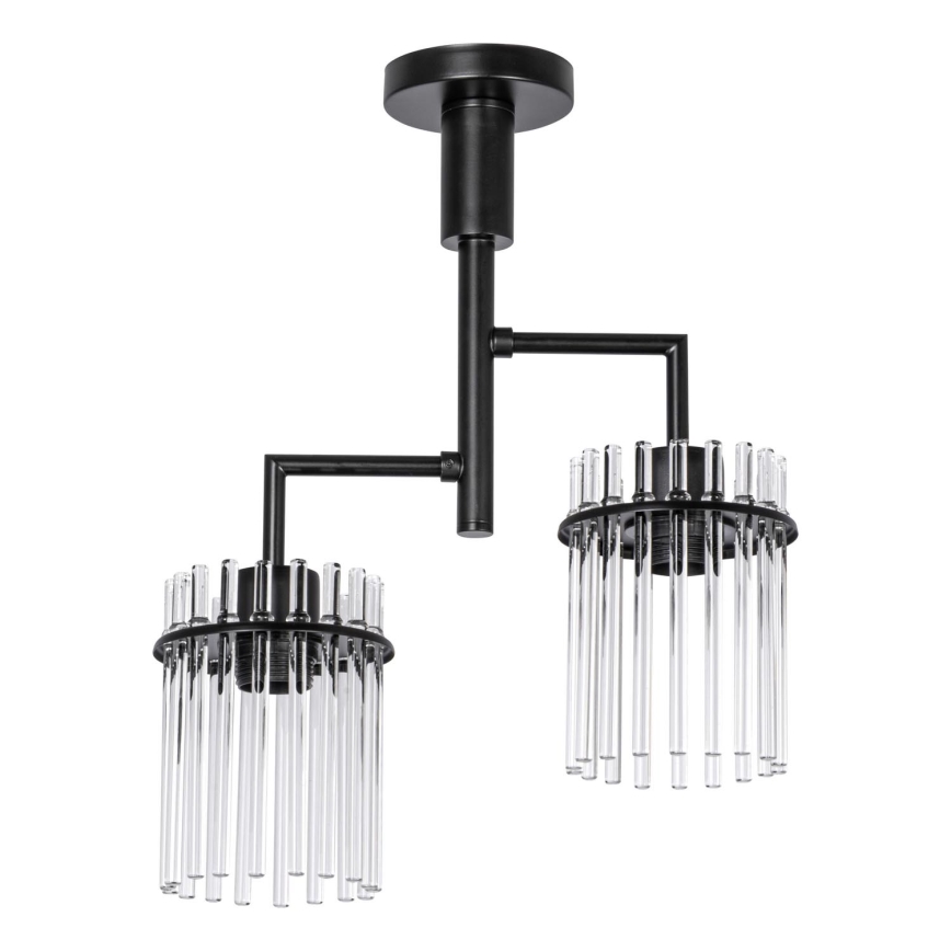 Chandelier on a pole 2xE27/60W/230V black/clear