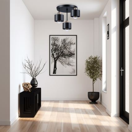 Chandelier on a pole 3xE27/35W/230V d. 30 cm black/gold