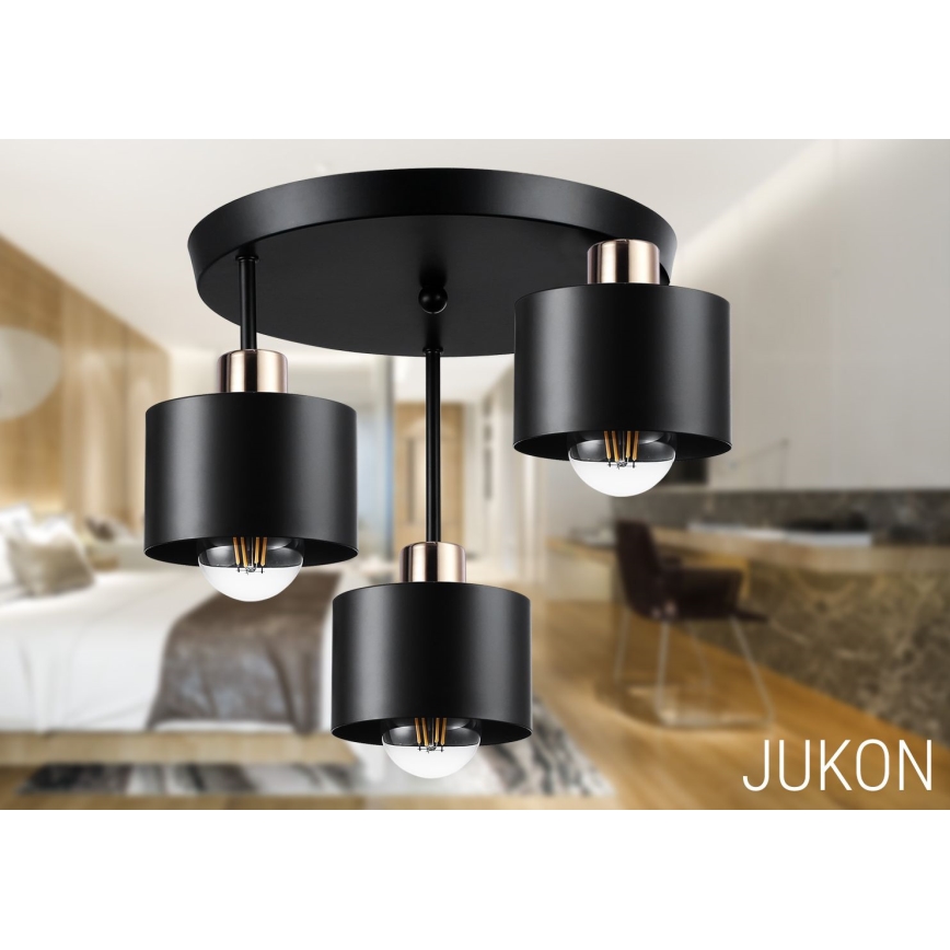Chandelier on a pole 3xE27/35W/230V d. 30 cm black/gold