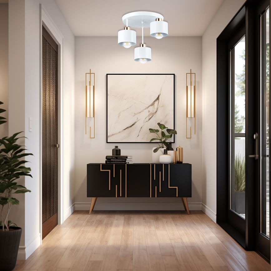 Chandelier on a pole 3xE27/35W/230V d. 30 cm white/gold