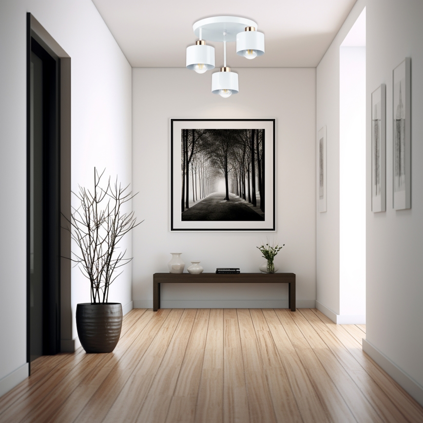 Chandelier on a pole 3xE27/35W/230V d. 30 cm white/gold