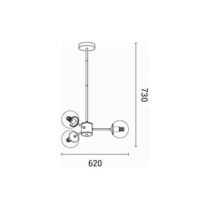 Chandelier on a pole 3xE27/40W/230V brass