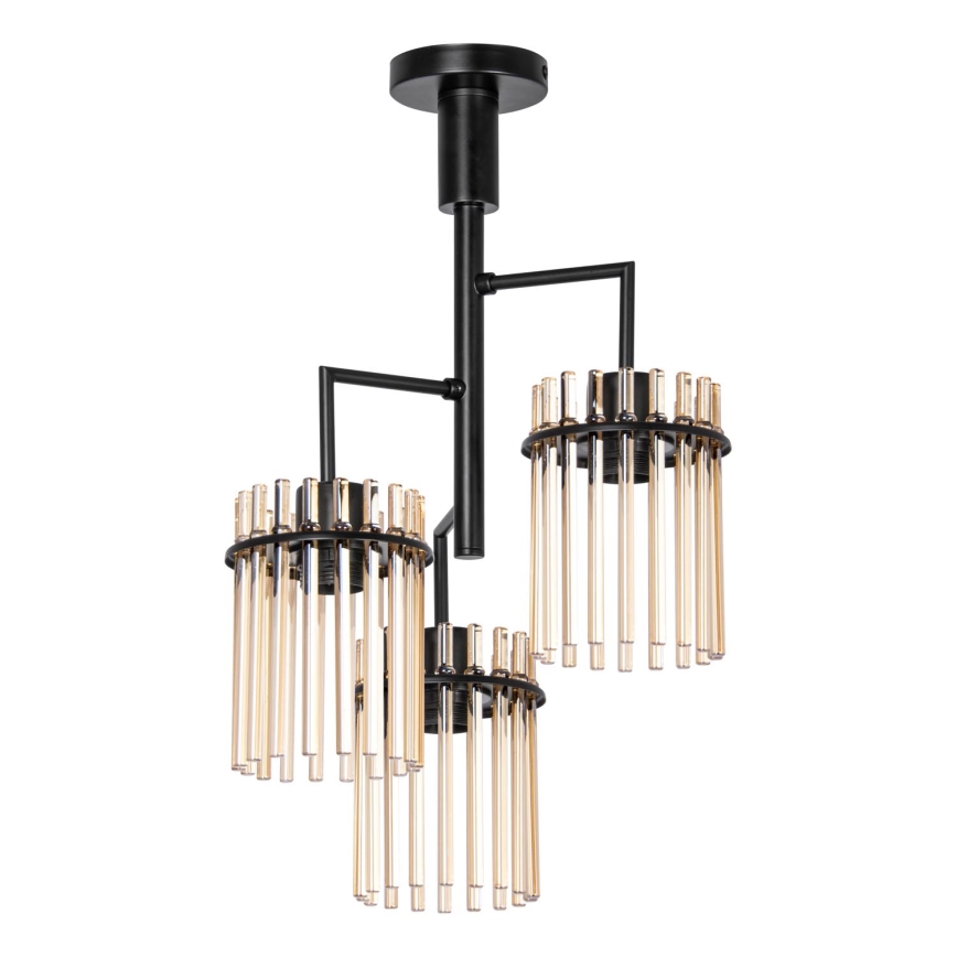 Chandelier on a pole 3xE27/60W/230V black/beige
