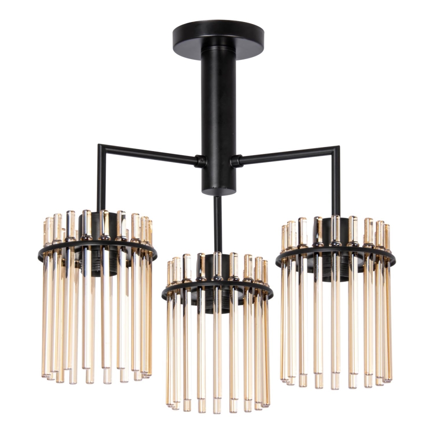 Chandelier on a pole 3xE27/60W/230V black/beige