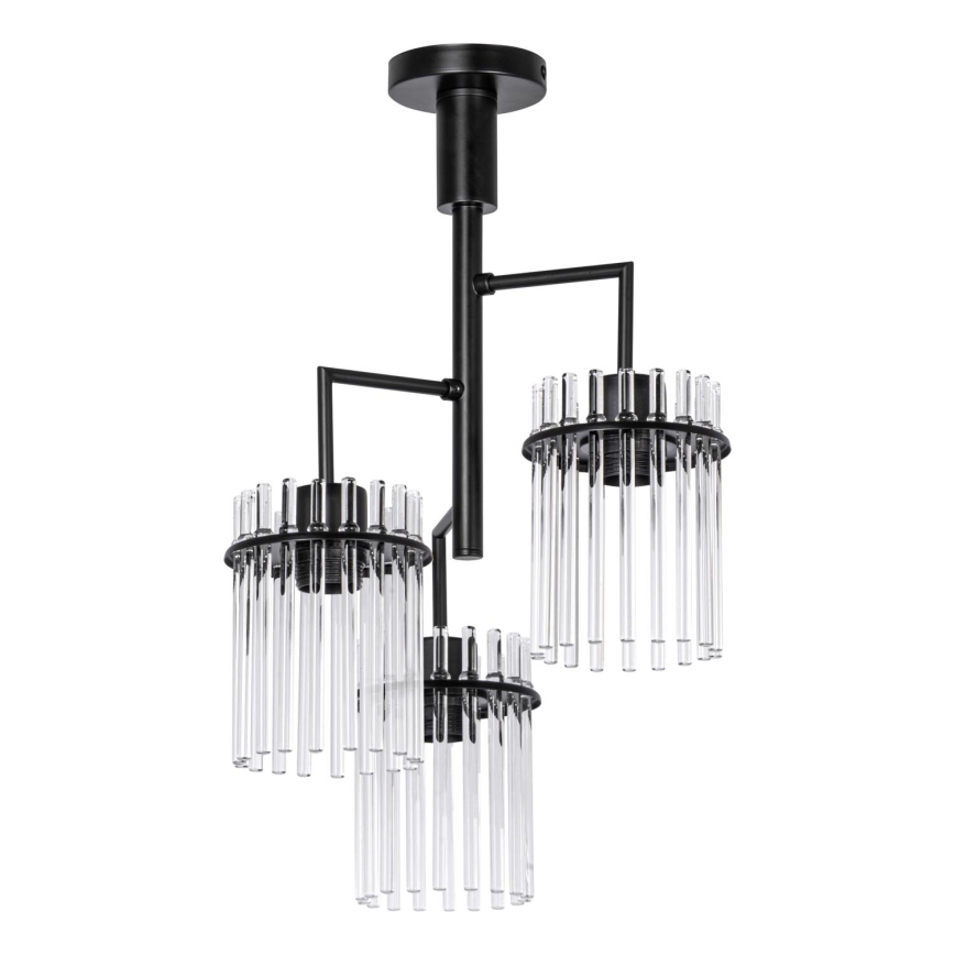 Chandelier on a pole 3xE27/60W/230V black/clear