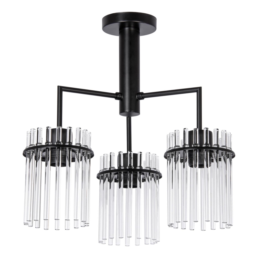 Chandelier on a pole 3xE27/60W/230V black/clear