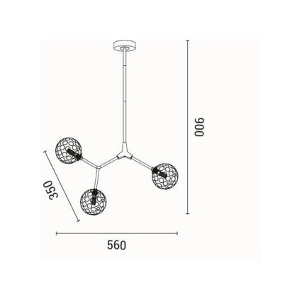 Chandelier on a pole 3xG9/15W/230V grey