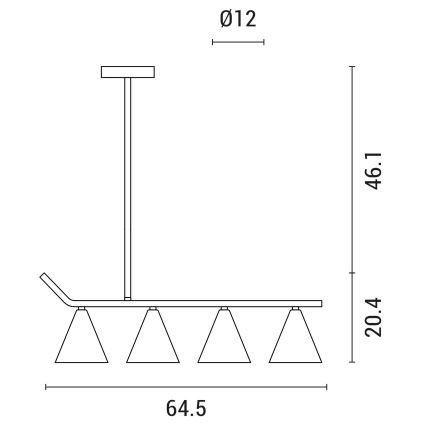 Chandelier on a pole 4xΕ27/40W/230V black