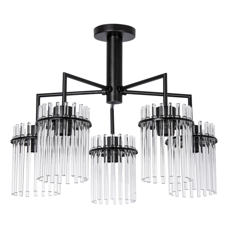 Chandelier on a pole 5xE27/60W/230V black/clear