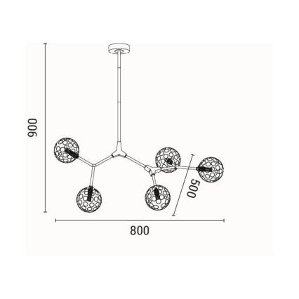 Chandelier on a pole 5xG9/15W/230V grey