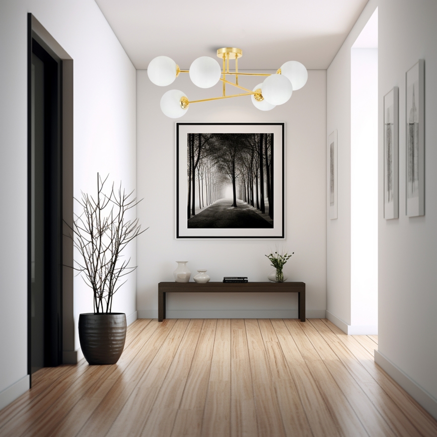 Chandelier on a pole 6xE27/35W/230V d. 80 cm gold