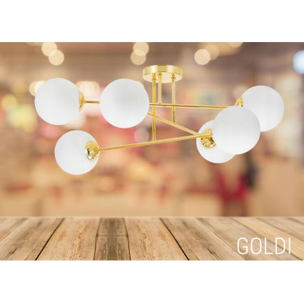 Chandelier on a pole 6xE27/35W/230V d. 80 cm gold