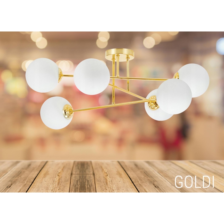 Chandelier on a pole 6xE27/35W/230V d. 80 cm gold