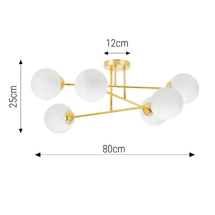 Chandelier on a pole 6xE27/35W/230V d. 80 cm gold