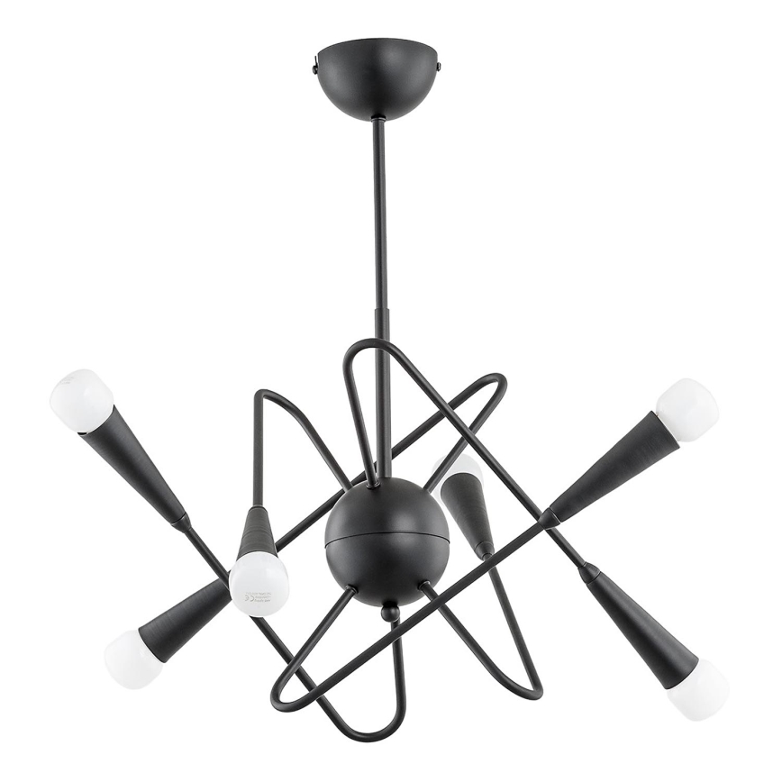 Chandelier on a pole APPER 6xE14/10W/230V black