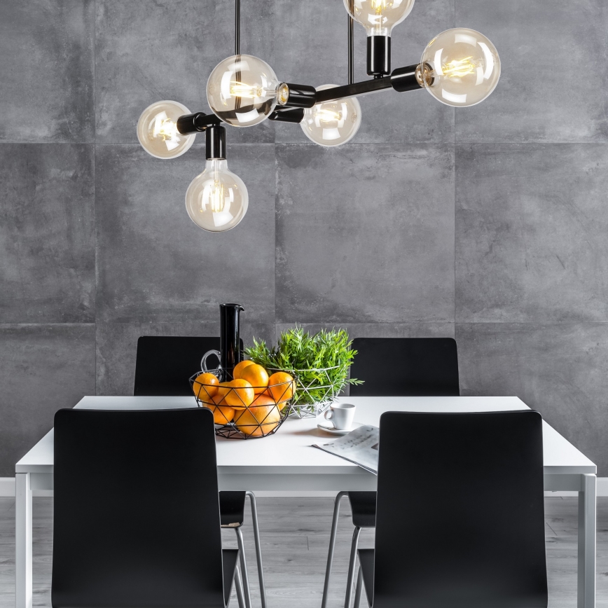 Chandelier on a pole ASTRID 6xE27/60W/230V black