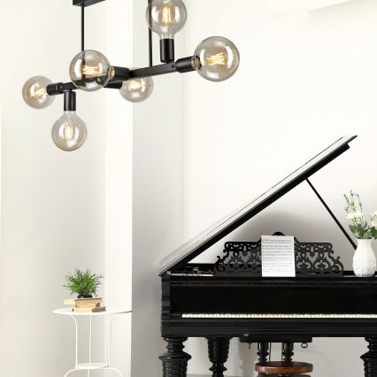 Chandelier on a pole ASTRID 6xE27/60W/230V black