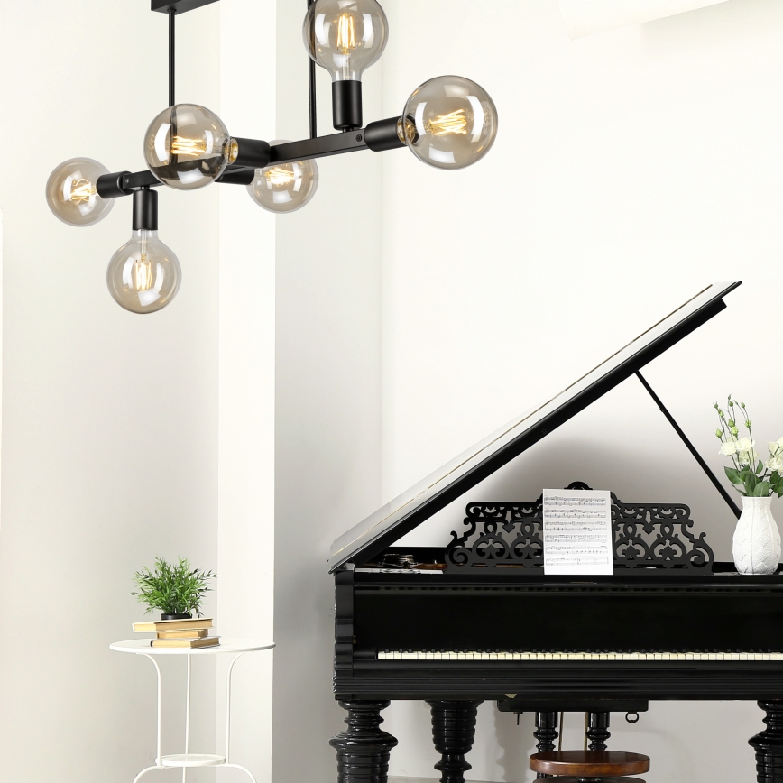 Chandelier on a pole ASTRID 6xE27/60W/230V black