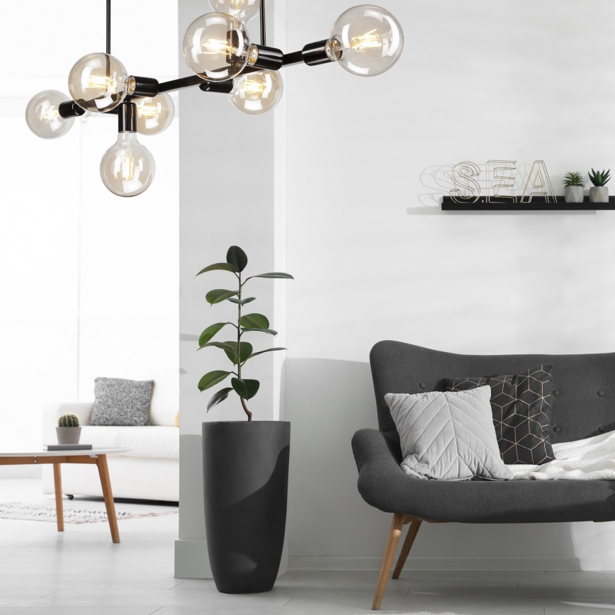 Chandelier on a pole ASTRID 8xE27/60W/230V black