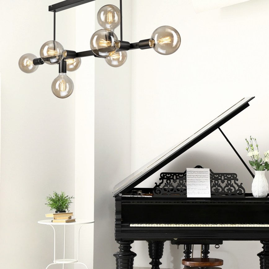 Chandelier on a pole ASTRID 8xE27/60W/230V black