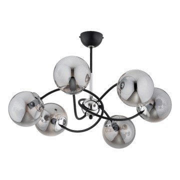 Chandelier on a pole AURORA 6xE14/10W/230V black/shiny chrome