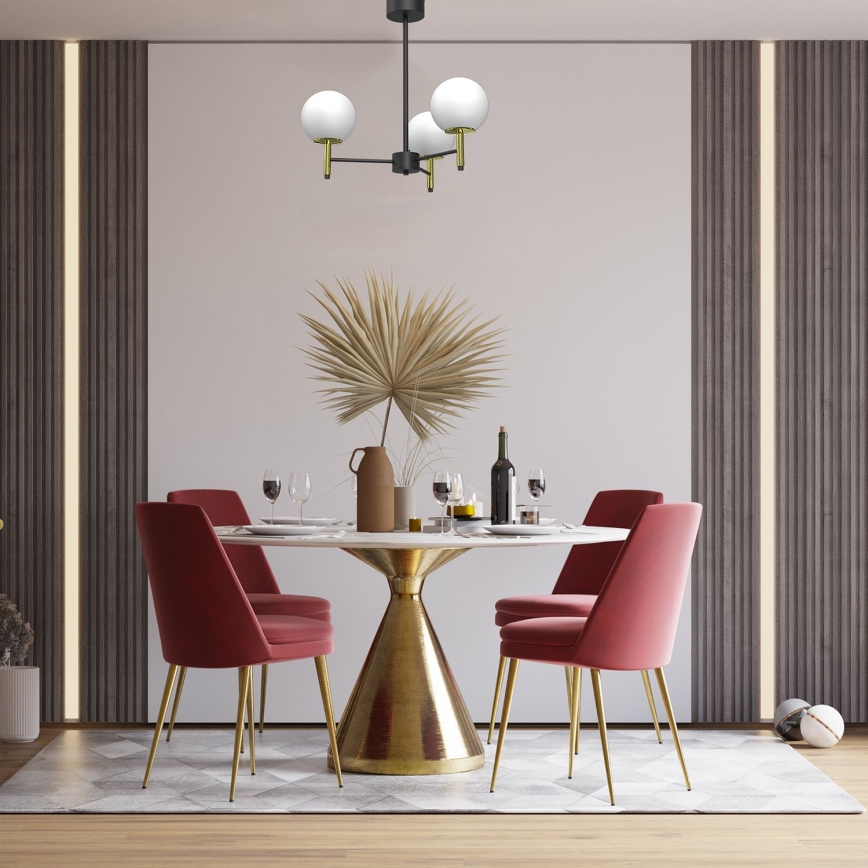 Chandelier on a pole AWINION 3xE27/15W/230V white/gold/black
