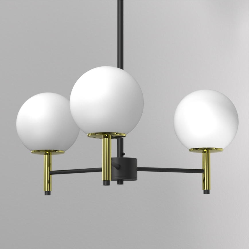 Chandelier on a pole AWINION 3xE27/15W/230V white/gold/black