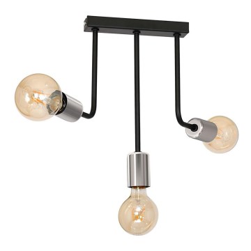 Chandelier on a pole CANDELA 3xE27/15W/230V black/shiny chrome