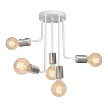 Chandelier on a pole CANDELA 5xE27/15W/230V white/shiny chrome