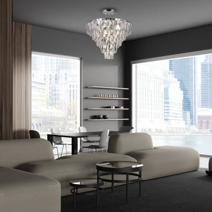 Chandelier on a pole CHELSEA 6xE14/40W/230V d. 50 cm shiny chrome